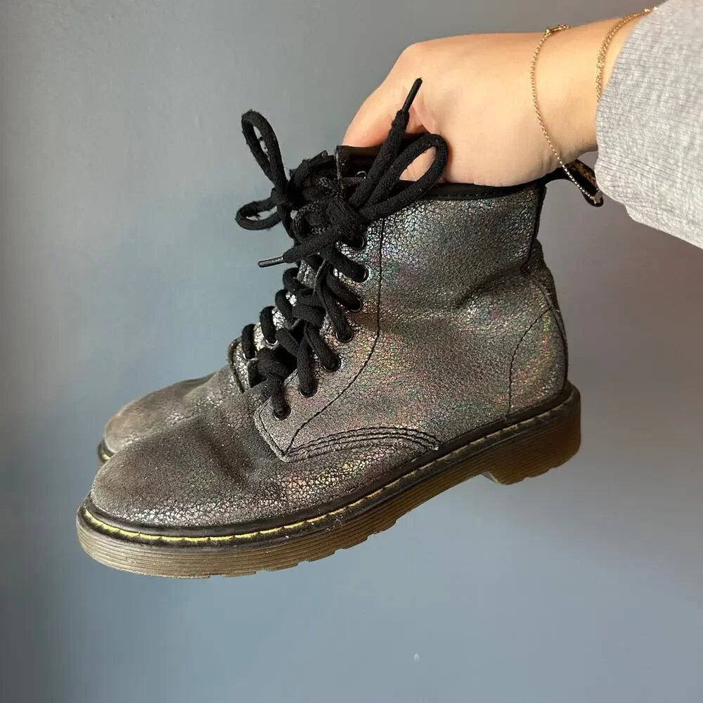 Doc marten black‎ iridescent boots
